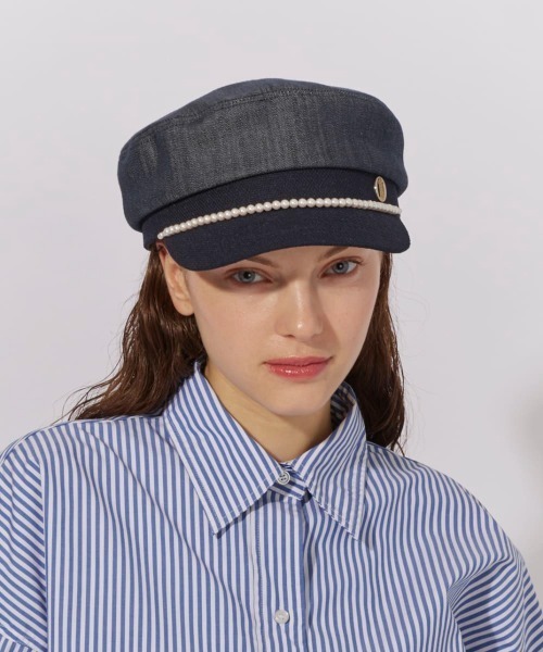 Chapeau d' O（シャポードオー）の「Chapeau d' O  Denim Pearl Marine Cas / シャポードオー（キャスケット・レディース・グリーン/ブラウン/ネイビー・M/57.5cm）」の15枚目の写真