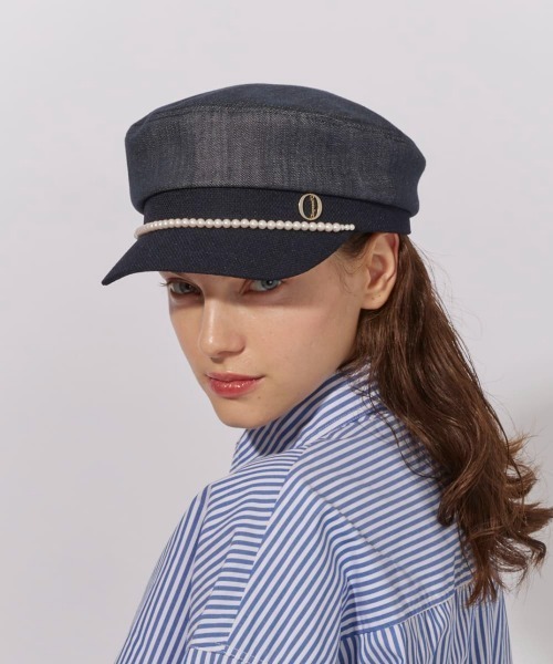 Chapeau d' O（シャポードオー）の「Chapeau d' O  Denim Pearl Marine Cas / シャポードオー（キャスケット・レディース・グリーン/ブラウン/ネイビー・M/57.5cm）」の16枚目の写真