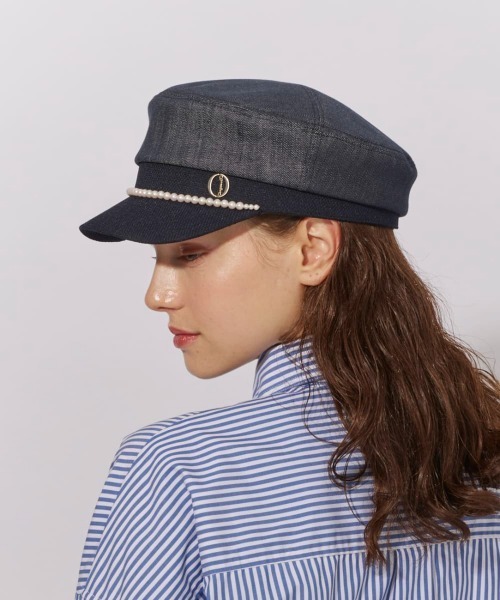 Chapeau d' O（シャポードオー）の「Chapeau d' O  Denim Pearl Marine Cas / シャポードオー（キャスケット・レディース・グリーン/ブラウン/ネイビー・M/57.5cm）」の17枚目の写真