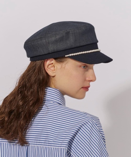 Chapeau d' O（シャポードオー）の「Chapeau d' O  Denim Pearl Marine Cas / シャポードオー（キャスケット・レディース・グリーン/ブラウン/ネイビー・M/57.5cm）」の19枚目の写真