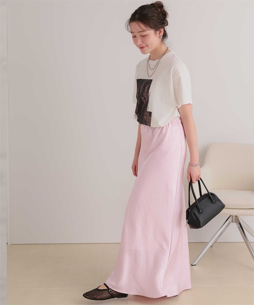 titivate(ティティベイト)の「美シルエットサテンスカート(スカート・レディース・ダークブラウン/ライトピンク/アイボリー/ブラック/ブラック系その他/ドット・M/S/L/SP)」の17枚目の写真