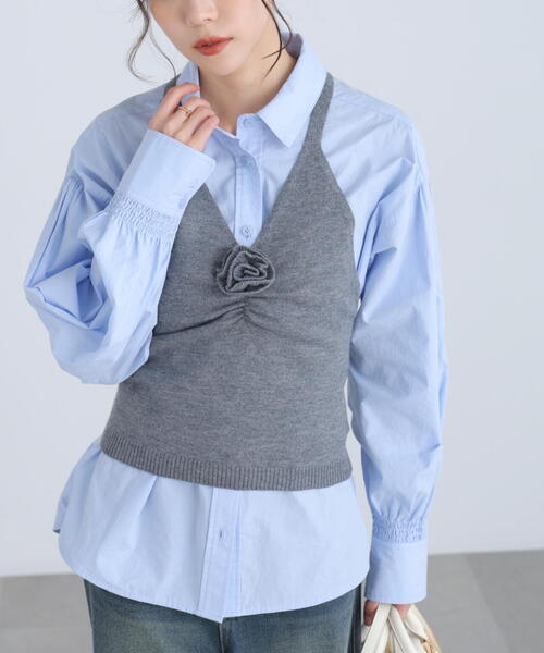 FREE'S MART（フリーズマート）の「◆ホルターネックニットベスト（ニット/セーター・レディース・ブラウン/グレー・FREE）」の2枚目の写真