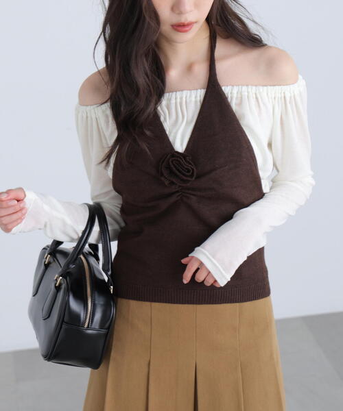 FREE'S MART（フリーズマート）の「◆ホルターネックニットベスト（ニット/セーター・レディース・ブラウン/グレー・FREE）」の12枚目の写真