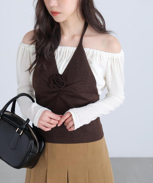 FREE'S MART（フリーズマート）の「◆ホルターネックニットベスト（ニット/セーター・レディース・ブラウン/グレー・FREE）」の15枚目の写真