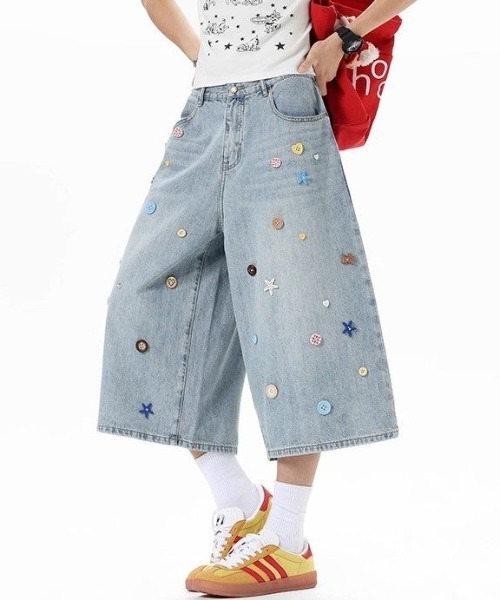 GEMEDA（ジェメダ）の「【26春新作】ボタンデザイン デニムキュロットパンツ（デニムパンツ・レディース・ライトブルー・S/M）」の5枚目の写真