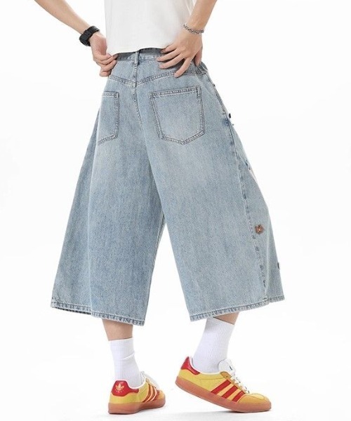 GEMEDA（ジェメダ）の「【26春新作】ボタンデザイン デニムキュロットパンツ（デニムパンツ・レディース・ライトブルー・S/M）」の7枚目の写真