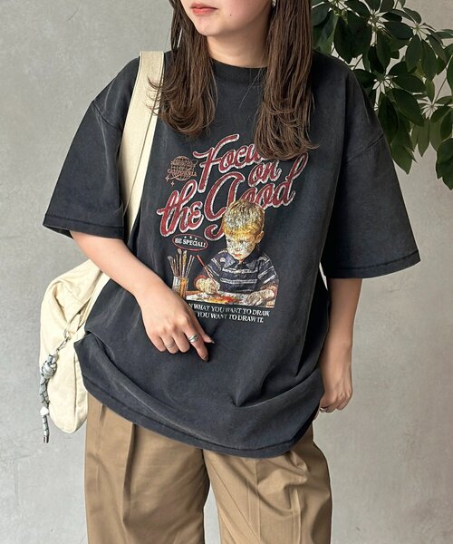 CPCM（シーピーシーエム）の「パウダー加工ヴィンテージライクT（Tシャツ/カットソー・レディース・チャコールグレー/ブラック/グレー/ブラック系その他2/ブラック系その他3/ブラック系その他/グレー系その他/グレー系その他2/グレー系その他3・MEDIUM/LARGE）」の4枚目の写真