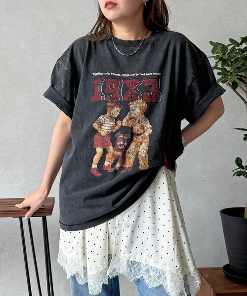 CPCM（シーピーシーエム）の「パウダー加工ヴィンテージライクT（Tシャツ/カットソー・レディース・チャコールグレー/ブラック/グレー/ブラック系その他2/ブラック系その他3/ブラック系その他/グレー系その他/グレー系その他2/グレー系その他3・MEDIUM/LARGE）」の8枚目の写真