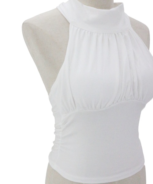 ALLuRing ChaRm(アリュリングチャーム)の「Halter Neck Sleeveless Chiffon Blouse / ホルターネックノースリーブシフォンブラウス カップ付(シャツ/ブラウス・レディース・ベージュ/ホワイト/ブラック・FREE)」の4枚目の写真