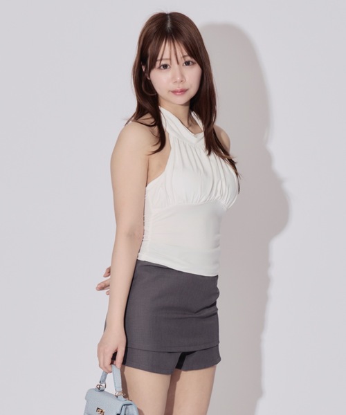 ALLuRing ChaRm(アリュリングチャーム)の「Halter Neck Sleeveless Chiffon Blouse / ホルターネックノースリーブシフォンブラウス カップ付(シャツ/ブラウス・レディース・ベージュ/ホワイト/ブラック・FREE)」の10枚目の写真