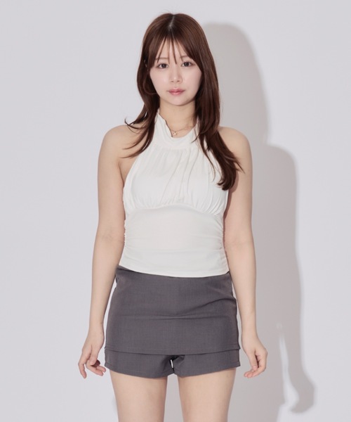 ALLuRing ChaRm(アリュリングチャーム)の「Halter Neck Sleeveless Chiffon Blouse / ホルターネックノースリーブシフォンブラウス カップ付(シャツ/ブラウス・レディース・ベージュ/ホワイト/ブラック・FREE)」の6枚目の写真