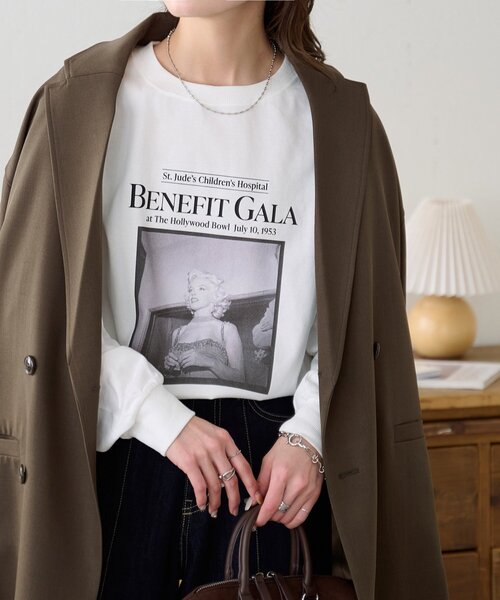 DISCOAT(ディスコート)の「【Enlude別注|マリリン・モンロー】グラフィックロンT(Tシャツ/カットソー・レディース・ホワイト系その他2/チャコールグレー/ホワイト系その他・FREE)」の1枚目の写真