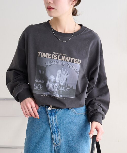 DISCOAT(ディスコート)の「【Enlude別注|マリリン・モンロー】グラフィックロンT(Tシャツ/カットソー・レディース・ホワイト系その他2/チャコールグレー/ホワイト系その他・FREE)」の6枚目の写真