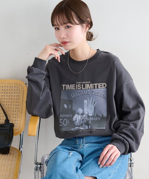 DISCOAT(ディスコート)の「【Enlude別注|マリリン・モンロー】グラフィックロンT(Tシャツ/カットソー・レディース・ホワイト系その他2/チャコールグレー/ホワイト系その他・FREE)」の7枚目の写真