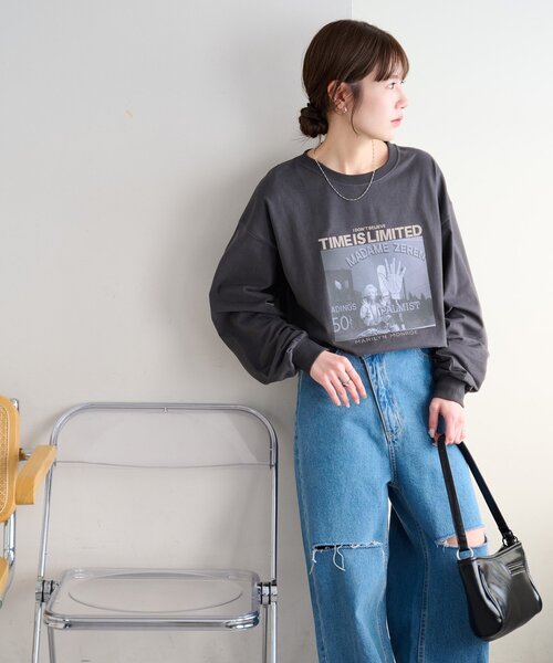 DISCOAT(ディスコート)の「【Enlude別注|マリリン・モンロー】グラフィックロンT(Tシャツ/カットソー・レディース・ホワイト系その他2/チャコールグレー/ホワイト系その他・FREE)」の8枚目の写真