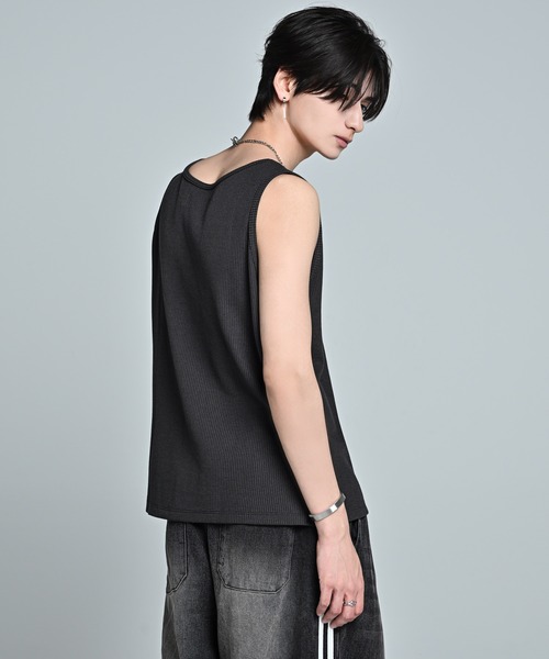 crewre マルチウェイレイヤードタンクトップ 　ブラック　size2 3way mesh/cotton combination layered tank top(2枚セット) / 3ウェイ