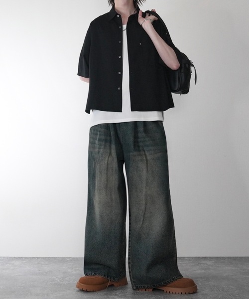 crewre マルチウェイレイヤードタンクトップ 　ブラック　size2 3way mesh/cotton combination layered tank top(2枚セット) / 3ウェイ