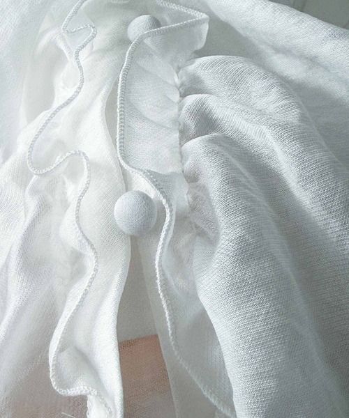 PICCIN PERLA（ピッチンペルラ）の「フリルシアーブラウス（シャツ/ブラウス・レディース・ピンク/ブラック/オフホワイト・M）」の8枚目の写真