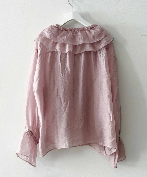 PICCIN PERLA（ピッチンペルラ）の「フリルシアーブラウス（シャツ/ブラウス・レディース・ピンク/ブラック/オフホワイト・M）」の12枚目の写真