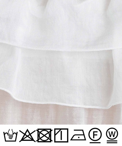 PICCIN PERLA(ピッチンペルラ)の「フリルシアーブラウス(シャツ/ブラウス・レディース・ピンク/ブラック/オフホワイト・M)」の4枚目の写真
