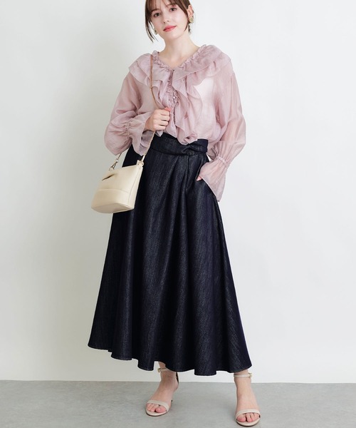 PICCIN PERLA(ピッチンペルラ)の「フリルシアーブラウス(シャツ/ブラウス・レディース・ピンク/ブラック/オフホワイト・M)」の15枚目の写真