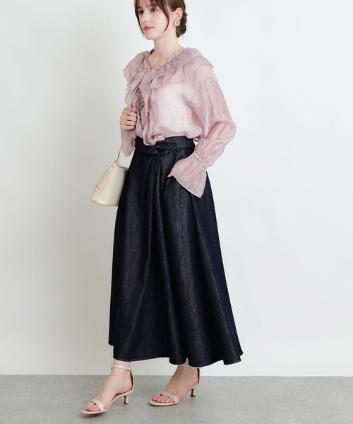 PICCIN PERLA(ピッチンペルラ)の「フリルシアーブラウス(シャツ/ブラウス・レディース・ピンク/ブラック/オフホワイト・M)」の14枚目の写真