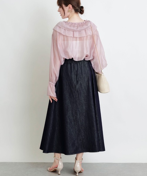 PICCIN PERLA(ピッチンペルラ)の「フリルシアーブラウス(シャツ/ブラウス・レディース・ピンク/ブラック/オフホワイト・M)」の13枚目の写真
