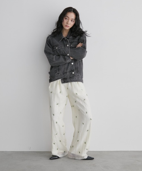 Aunt Marie's（アントマリーズ）の「フェードダイデニムオーバージャケット（デニムジャケット・レディース・ブラック/ブラウン・FREE）」の15枚目の写真