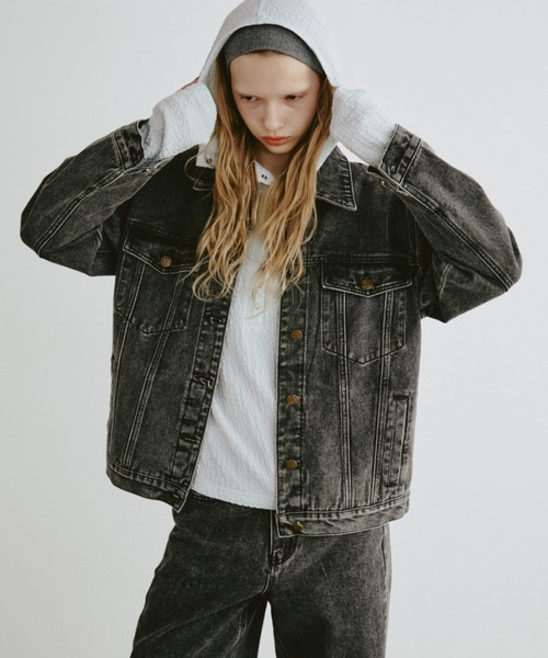 Aunt Marie's（アントマリーズ）の「フェードダイデニムオーバージャケット（デニムジャケット・レディース・ブラック/ブラウン・FREE）」の17枚目の写真