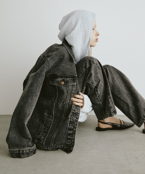 Aunt Marie's（アントマリーズ）の「フェードダイデニムオーバージャケット（デニムジャケット・レディース・ブラック/ブラウン・FREE）」の19枚目の写真