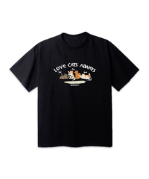 ラブキャッツ オーバーサイズ 半袖Tシャツ [ブラック]