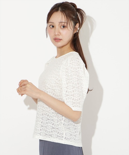 WILLSELECTION（ウィルセレクション）の「レースクルーネックトップス（Tシャツ/カットソー・レディース・ブラック/オフホワイト・FREE）」の8枚目の写真