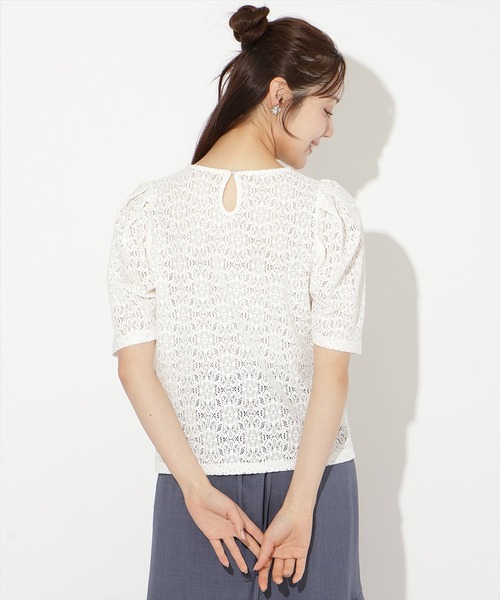 WILLSELECTION（ウィルセレクション）の「レースクルーネックトップス（Tシャツ/カットソー・レディース・ブラック/オフホワイト・FREE）」の9枚目の写真