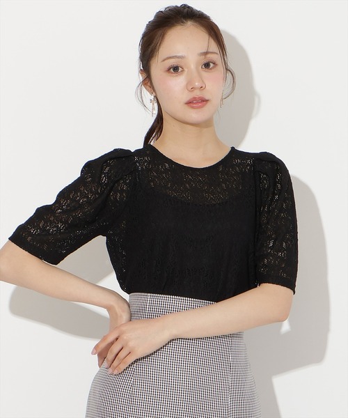 WILLSELECTION（ウィルセレクション）の「レースクルーネックトップス（Tシャツ/カットソー・レディース・ブラック/オフホワイト・FREE）」の17枚目の写真