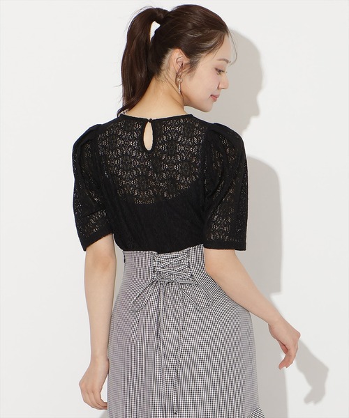 WILLSELECTION（ウィルセレクション）の「レースクルーネックトップス（Tシャツ/カットソー・レディース・ブラック/オフホワイト・FREE）」の19枚目の写真