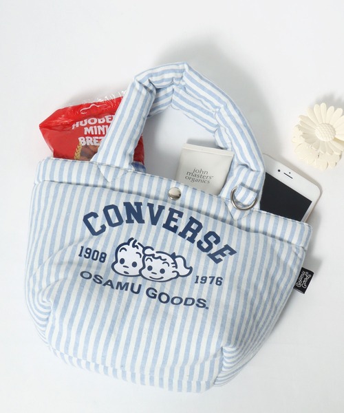 セール】CONVERSE×OSAMU GOODS コラボ ストライプ ミニトートバッグ