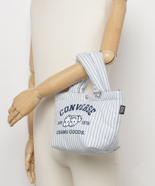 CONVERSE（コンバース）の「CONVERSE×OSAMU GOODS コラボ ストライプ ミニトートバッグ/ランチトート/レディース（トートバッグ・レディース・イエロー/サックスブルー/ピンク/グリーン・FREE）」の5枚目の写真