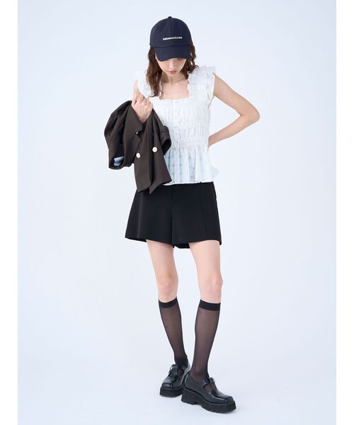 LAGUNAMOON（ラグナムーン）の「ダブルクロスショートパンツ（その他パンツ・レディース・モカ/ブラック・SMALL/MEDIUM）」の7枚目の写真