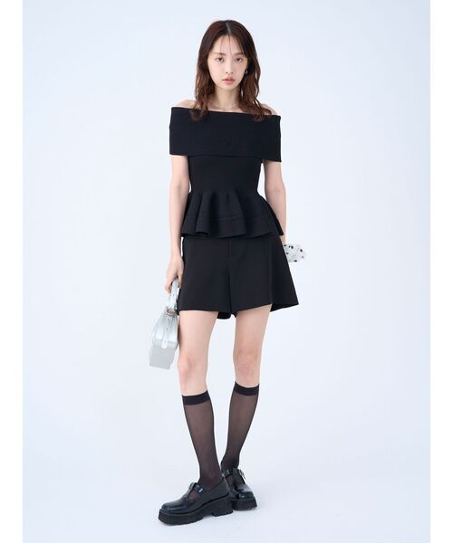 LAGUNAMOON（ラグナムーン）の「ダブルクロスショートパンツ（その他パンツ・レディース・モカ/ブラック・SMALL/MEDIUM）」の12枚目の写真