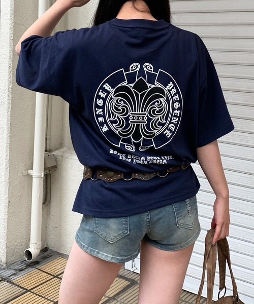 lilful（リルフル）の「【26年春夏新作】PUアップリケ半袖Tシャツ（Tシャツ/カットソー・メンズ・ブラック/ピンク/ネイビー/ホワイト/ホワイト系その他/ブラック系その他・M/L）」の6枚目の写真