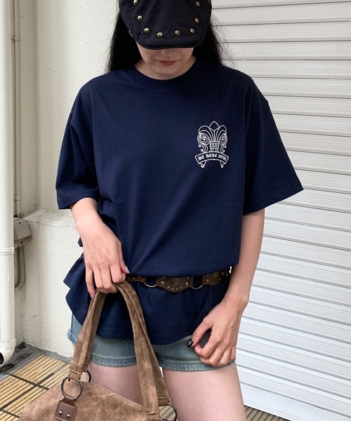 lilful（リルフル）の「【26年春夏新作】PUアップリケ半袖Tシャツ（Tシャツ/カットソー・メンズ・ブラック/ピンク/ネイビー/ホワイト/ホワイト系その他/ブラック系その他・M/L）」の21枚目の写真