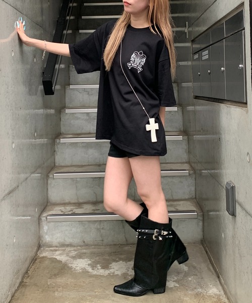 lilful（リルフル）の「【26年春夏新作】PUアップリケ半袖Tシャツ（Tシャツ/カットソー・メンズ・ブラック/ピンク/ネイビー/ホワイト/ホワイト系その他/ブラック系その他・M/L）」の16枚目の写真