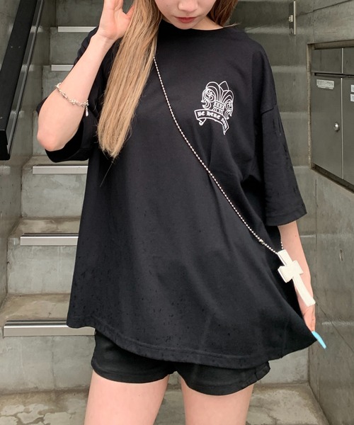 lilful（リルフル）の「【26年春夏新作】PUアップリケ半袖Tシャツ（Tシャツ/カットソー・メンズ・ブラック/ピンク/ネイビー/ホワイト/ホワイト系その他/ブラック系その他・M/L）」の14枚目の写真