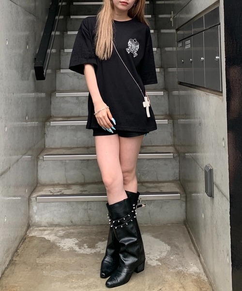 lilful（リルフル）の「【26年春夏新作】PUアップリケ半袖Tシャツ（Tシャツ/カットソー・メンズ・ブラック/ピンク/ネイビー/ホワイト/ホワイト系その他/ブラック系その他・M/L）」の18枚目の写真