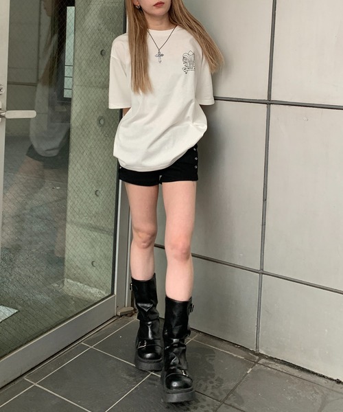 lilful（リルフル）の「【26年春夏新作】PUアップリケ半袖Tシャツ（Tシャツ/カットソー・メンズ・ブラック/ピンク/ネイビー/ホワイト/ホワイト系その他/ブラック系その他・M/L）」の10枚目の写真