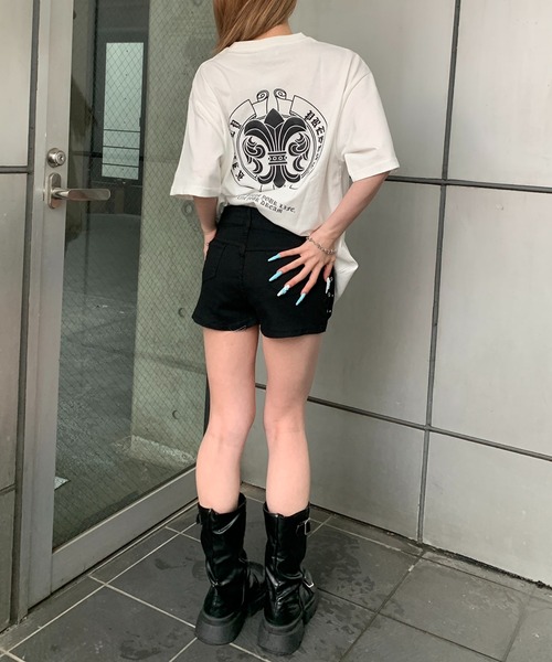 lilful（リルフル）の「【26年春夏新作】PUアップリケ半袖Tシャツ（Tシャツ/カットソー・メンズ・ブラック/ピンク/ネイビー/ホワイト/ホワイト系その他/ブラック系その他・M/L）」の12枚目の写真