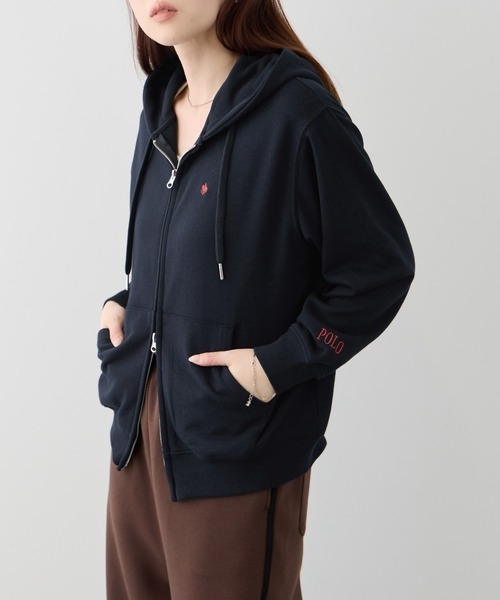 Mac-House(マックハウス)の「POLO BCS ワンポイント刺繍 クロップド ジップアップパーカー(パーカー・レディース・杢グレー/ネイビー/オートミール・M/L)」の17枚目の写真