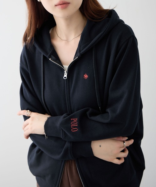 Mac-House(マックハウス)の「POLO BCS ワンポイント刺繍 クロップド ジップアップパーカー(パーカー・レディース・杢グレー/ネイビー/オートミール・M/L)」の19枚目の写真