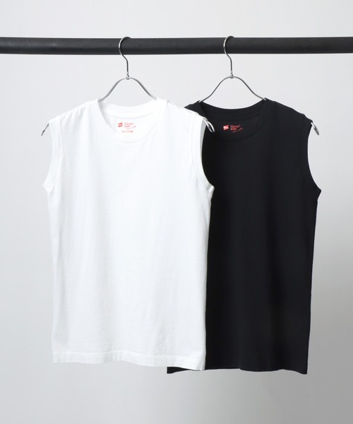 HANES(ヘインズ)の「Hanes(ヘインズ)ジャパンフィット ノースリーブTシャツ 無地アソートカラー2枚組/綿100% インナー レディース(Tシャツ/カットソー・レディース・ホワイト×ブラック/ホワイト系その他・M/L)」の4枚目の写真