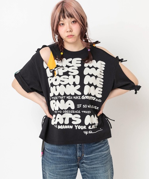 RNA(アールエヌエー)の「M2672 リボンスラッシュルーズTEE(Tシャツ/カットソー・レディース・ホワイト/ブラック/ブルー・MEDIUM)」の11枚目の写真